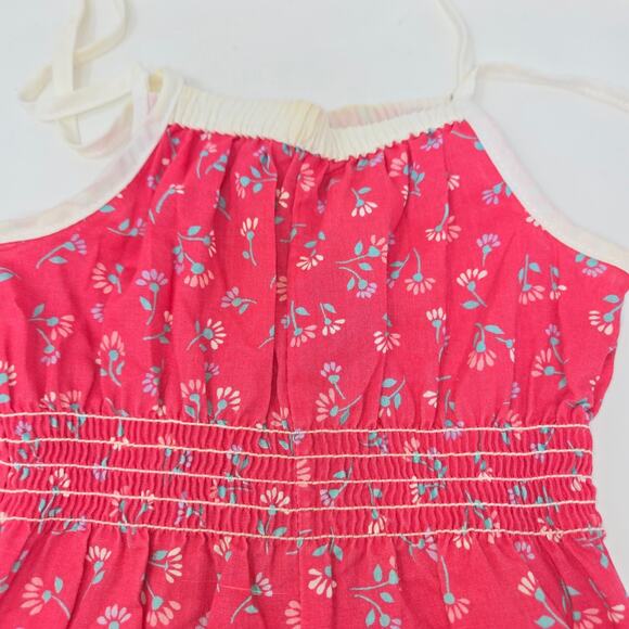 Vintage Carrots Girls Summer Romper Jumpersuit Red Floral Pattern Size 4 - Picture 8 of 9